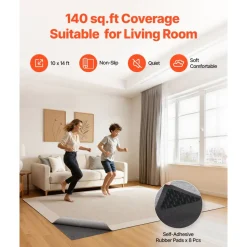 VEVOR Rug Pad 10 x 14 ft, Non-slip Carpet Area Pad, Rug Mat Padding with Dual Surface Felt Cushion & Rubber Gripper, Hardwood Floor Protection for All Floors, Finishes, Keeps Carpets in Place