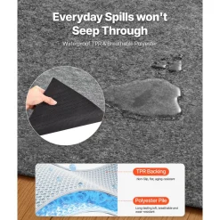 VEVOR Rug Pad 5 x 7 ft, Non-slip Carpet Area Pad, Rug Mat Padding with Dual Surface Felt Cushion & Rubber Gripper, Hardwood Floor Protection for All Floors, Finishes, Keeps Carpets in Place