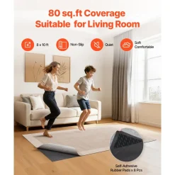 VEVOR Rug Pad 8 x 10 ft, Non-slip Carpet Area Pad, Rug Mat Padding with Dual Surface Felt Cushion & Rubber Gripper, Hardwood Floor Protection for All Floors, Finishes, Keeps Carpets in Place