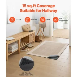 VEVOR Rug Pad 3 x 5 ft, Non-slip Carpet Area Pad, Rug Mat Padding with Dual Surface Felt Cushion & Rubber Gripper, Hardwood Floor Protection for All Floors, Finishes, Keeps Carpets in Place