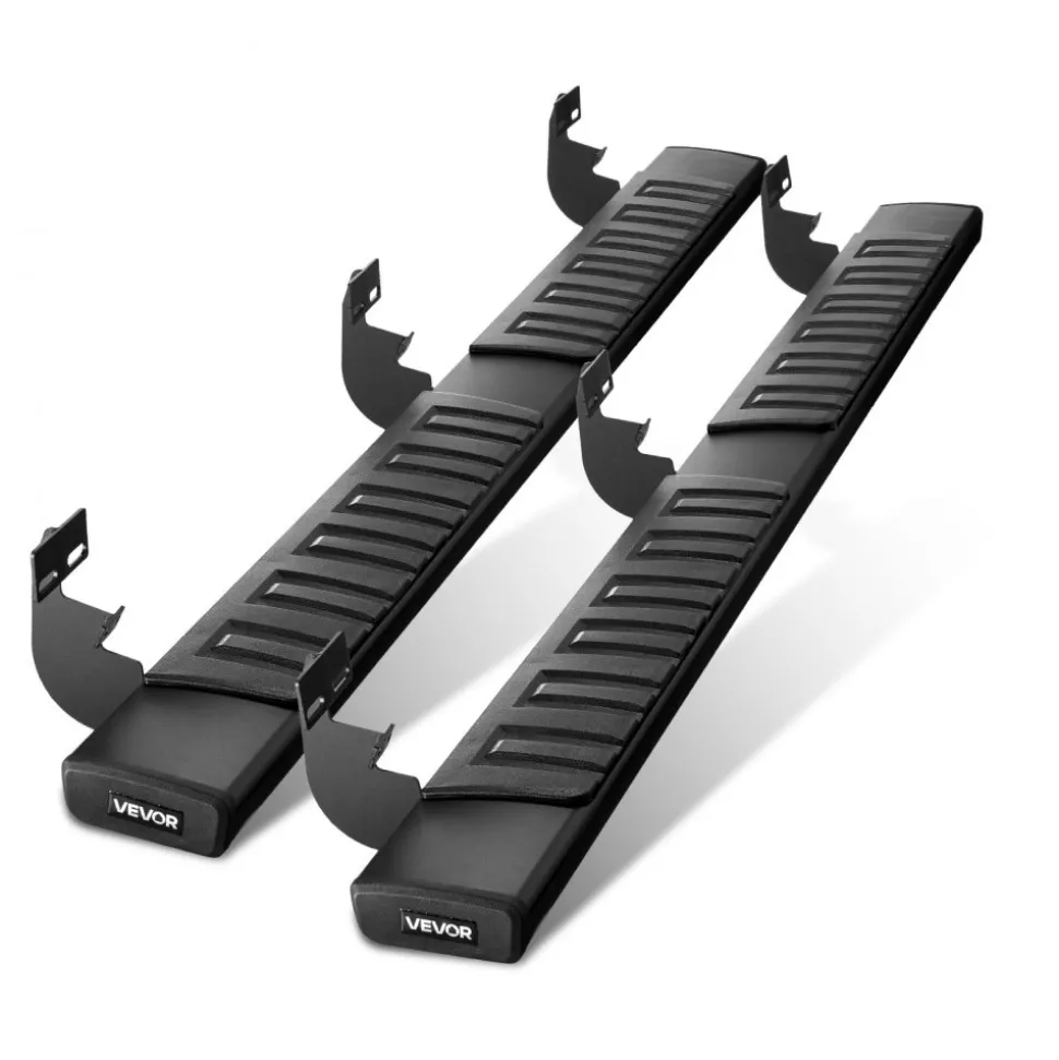 VEVOR Running Boards, 6 Inches Side Steps Compatible with 2019-2025 Chevy Silverado/GMC Sierra 1500 Crew Cab, 2020-2025 Chevy Silverado/GMC Sierra 2500HD 3500HD Crew Cab, Black Carbon Steel Nerf Bars