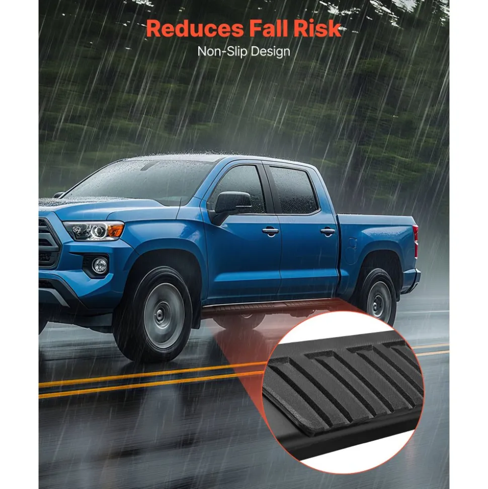 VEVOR Running Boards, 6 Inches Side Steps Compatible with 2019-2025 Chevy Silverado/GMC Sierra 1500 Crew Cab, 2020-2025 Chevy Silverado/GMC Sierra 2500HD 3500HD Crew Cab, Black Carbon Steel Nerf Bars