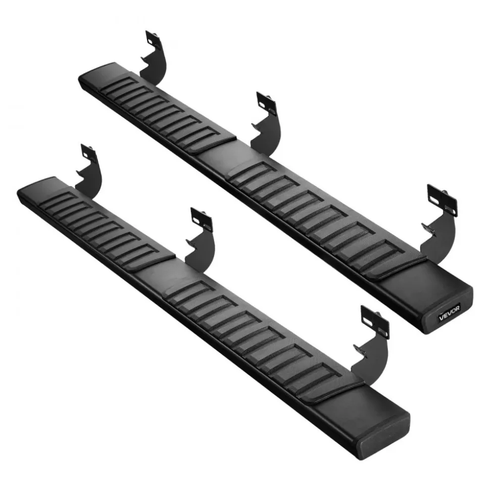 VEVOR Running Boards, 6 Inches Side Steps Compatible with 2019-2025 Chevy Silverado/GMC Sierra 1500 Crew Cab, 2020-2025 Chevy Silverado/GMC Sierra 2500HD 3500HD Crew Cab, Black Carbon Steel Nerf Bars