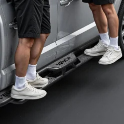VEVOR Running Boards, 6 Inches Side Steps Compatible with 2018-2025 Jeep Wrangler JL 4 Door, Black Carbon Steel Nerf Bars, 550 lbs Load Capacity, Wide Non-Slip Hollow Surface with Rustproof Coating