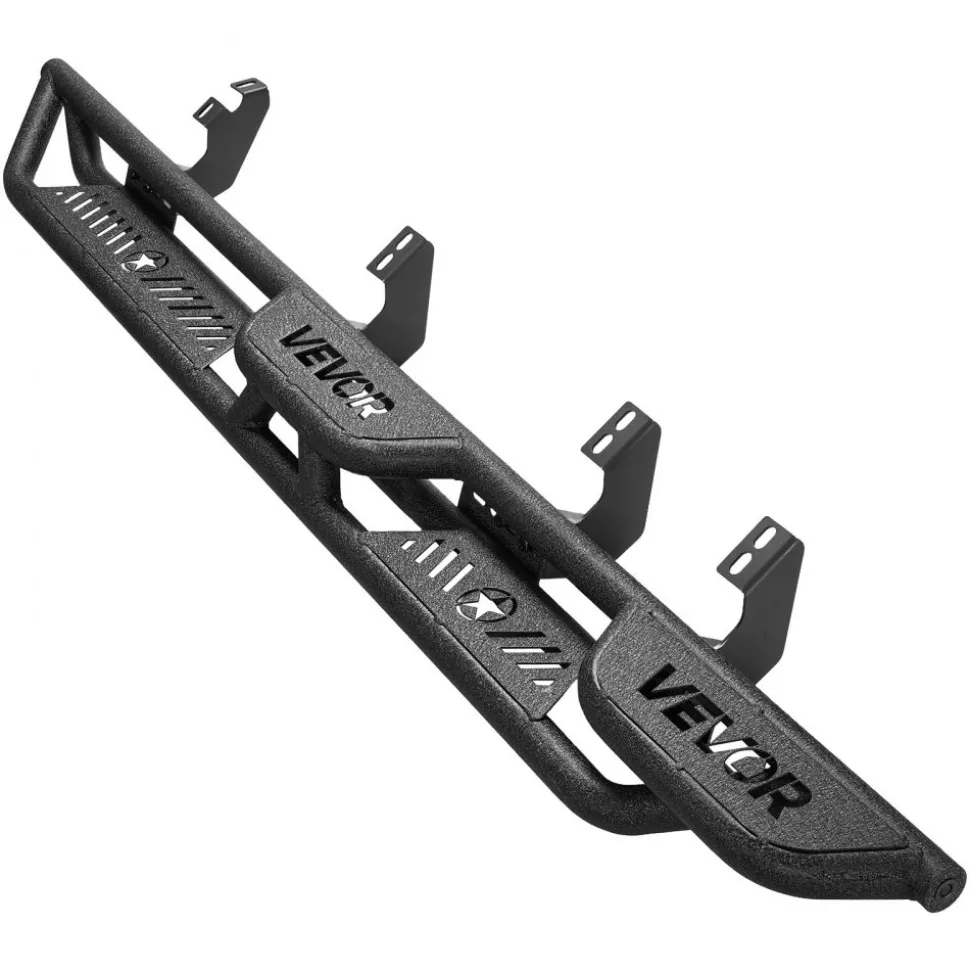 VEVOR Running Boards, 6 Inches Side Steps Compatible with 2024-2025 Toyota Tacoma Double Cab, Black Carbon Steel Nerf Bars, 550 lbs Load Capacity, Wide Non-Slip Hollow Surface with Rustproof Coating