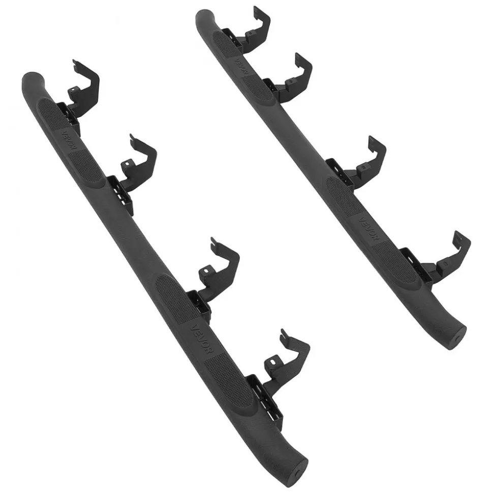 VEVOR Running Boards, 3 Inches Side Steps Compatible with 2019-2025 Chevy GMC 1500/2500HD/3500HD Crew Cab, Black Carbon Steel Nerf Bars, 550 lbs Load Capacity, Non-Slip Surface with Rustproof Coating