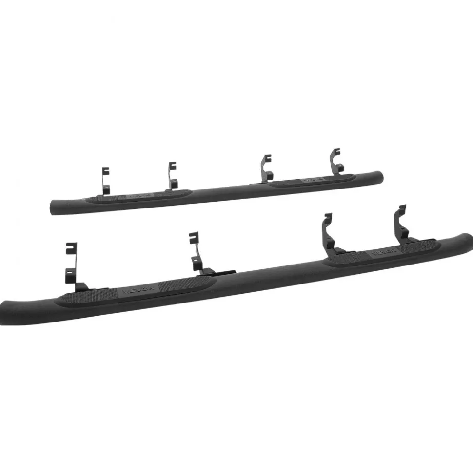 VEVOR Running Boards, 3 Inches Side Steps Compatible with 2019-2025 Chevy GMC 1500/2500HD/3500HD Crew Cab, Black Carbon Steel Nerf Bars, 550 lbs Load Capacity, Non-Slip Surface with Rustproof Coating