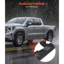 VEVOR Running Boards, 3 Inches Side Steps Compatible with 2019-2025 Chevy GMC 1500/2500HD/3500HD Crew Cab, Black Carbon Steel Nerf Bars, 550 lbs Load Capacity, Non-Slip Surface with Rustproof Coating