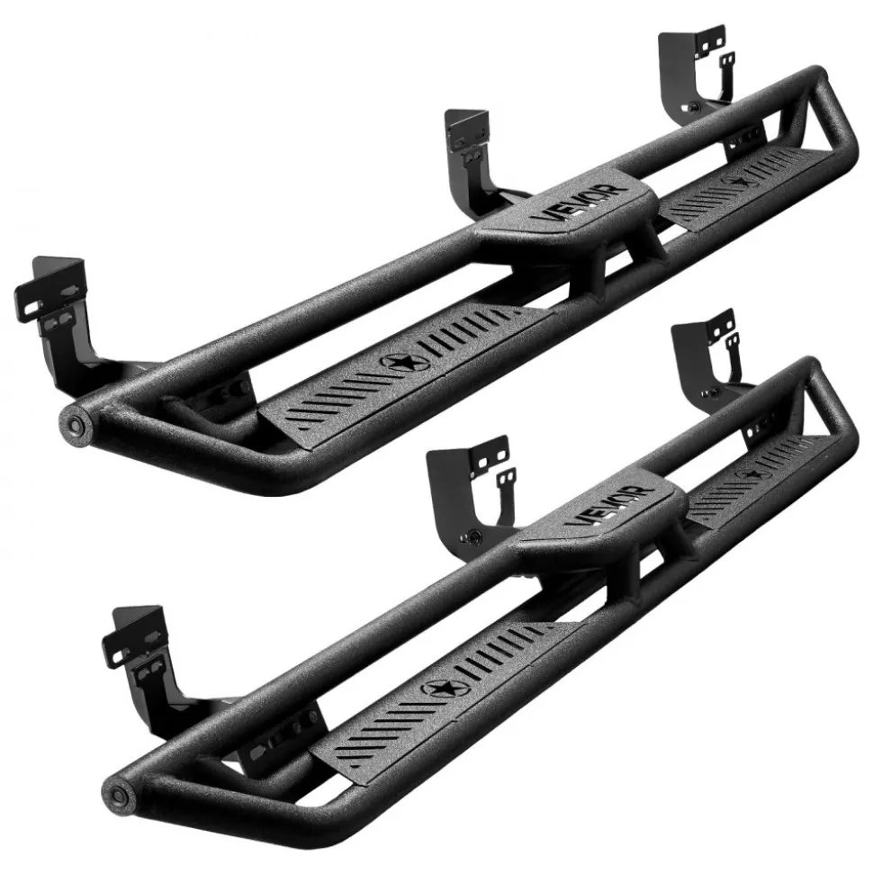VEVOR Running Boards, 6 Inches Side Steps Compatible with 2009-2018 Dodge Ram 1500 Crew Cab, 2010-2025 Dodge Ram 2500 3500 Crew Cab(Not Fit 2019-2025 Ram 1500 New Body), Wide Non-Slip Black Carbon Steel Nerf Bars, 550 lbs Load Capacity