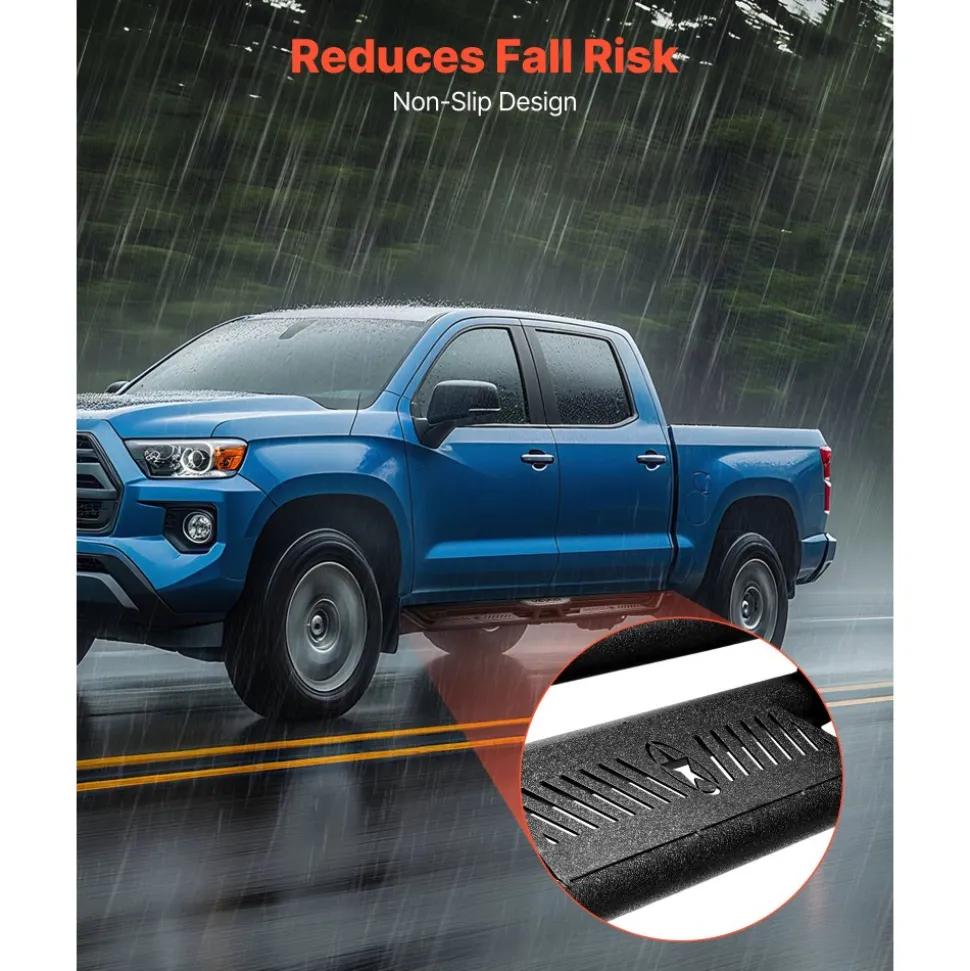 VEVOR Running Boards, 6 Inches Side Steps Compatible with 2009-2018 Dodge Ram 1500 Crew Cab, 2010-2025 Dodge Ram 2500 3500 Crew Cab(Not Fit 2019-2025 Ram 1500 New Body), Wide Non-Slip Black Carbon Steel Nerf Bars, 550 lbs Load Capacity