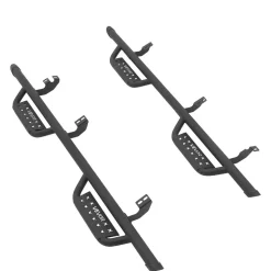 VEVOR Running Boards, 4 Inches Side Steps Compatible with 2024-2025 Toyota Tacoma Double Cab, Black Carbon Steel Nerf Bars, 550 lbs Load Capacity, Wide Non-Slip Hollow Surface with Rustproof Coating