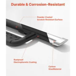 VEVOR Running Boards, 6 Inches Side Steps Compatible with 2005-2023 Toyota Tacoma Double Cab, Black Carbon Steel Nerf Bars, 550 lbs Load Capacity, Wide Non-Slip Hollow Surface with Rustproof Coating