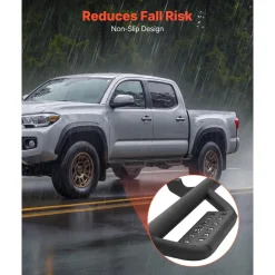 VEVOR Running Boards, 6 Inches Side Steps Compatible with 2005-2023 Toyota Tacoma Double Cab, Black Carbon Steel Nerf Bars, 550 lbs Load Capacity, Wide Non-Slip Hollow Surface with Rustproof Coating
