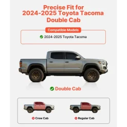 VEVOR Running Boards, 6 Inches Side Steps Compatible with 2005-2023 Toyota Tacoma Double Cab, Black Carbon Steel Nerf Bars, 550 lbs Load Capacity, Wide Non-Slip Hollow Surface with Rustproof Coating
