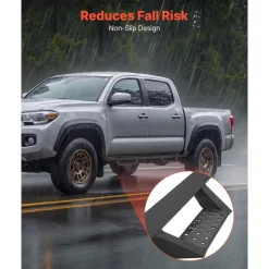 VEVOR Running Boards, 4 Inches Side Steps Compatible with 2005-2023 Toyota Tacoma Double Cab, Black Carbon Steel Nerf Bars, 550 lbs Load Capacity, Wide Non-Slip Hollow Surface with Rustproof Coating
