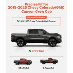 VEVOR Running Boards, 4 Inches Side Steps Compatible with 2009-2018 Dodge Ram 1500 (Including 19-24 Classic), 2010-2024 Dodge Ram 2500/3500 Crew Cab, Black Carbon Steel Nerf Bars, 550 lbs Capacity