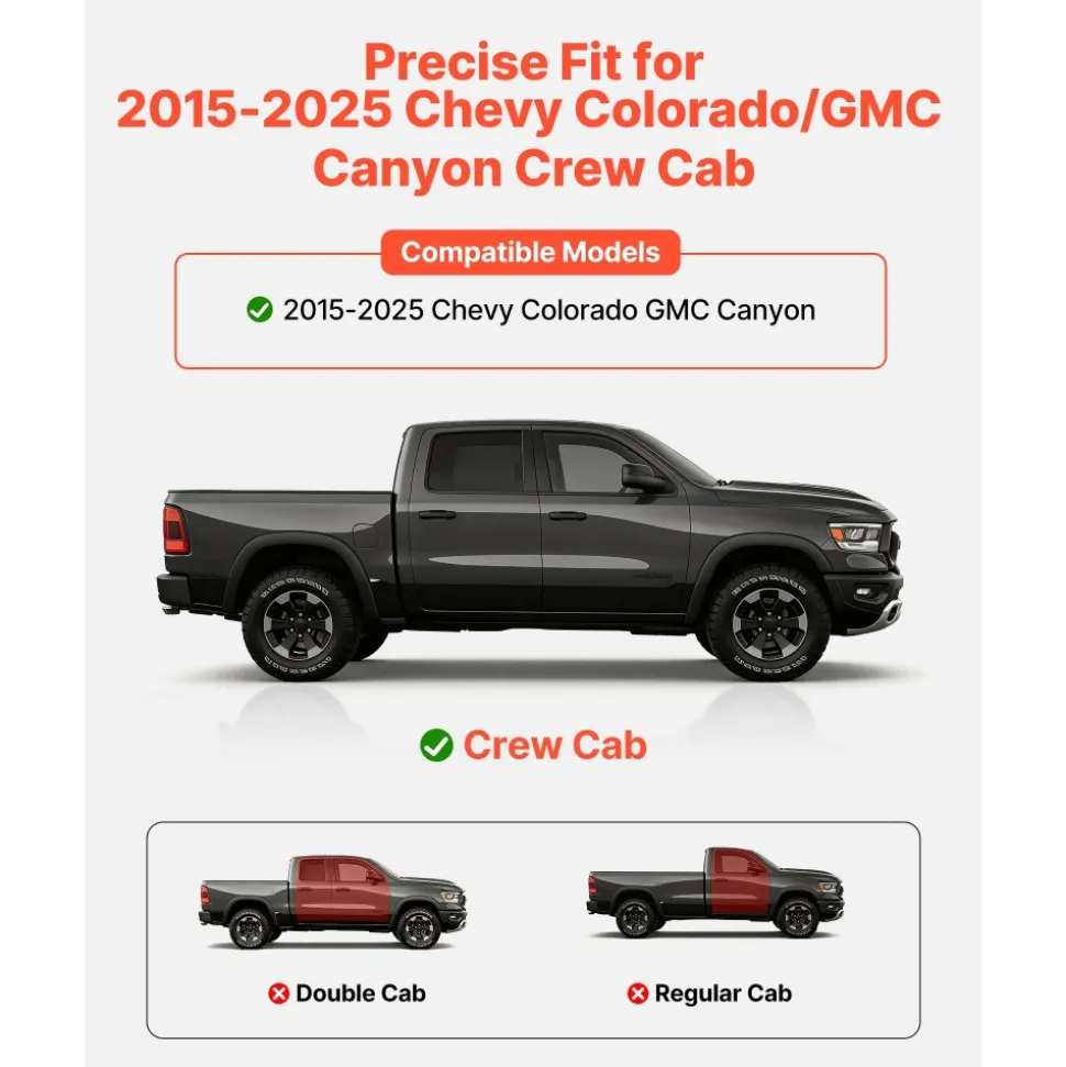 VEVOR Running Boards, 4 Inches Side Steps Compatible with 2009-2018 Dodge Ram 1500 (Including 19-24 Classic), 2010-2024 Dodge Ram 2500/3500 Crew Cab, Black Carbon Steel Nerf Bars, 550 lbs Capacity