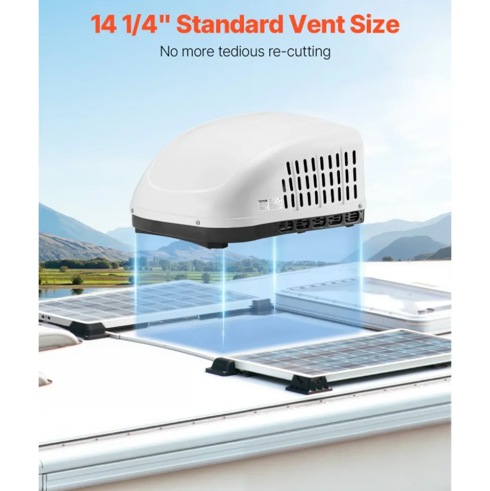 VEVOR RV Air Conditioner, 13500 BTU Non-Ducted Rooftop RV AC Unit, 65 dB Quiet Design, Including Air Distribution Box, Operation Panel and Installation Hardware, for Campers, Vans, Trailers, White