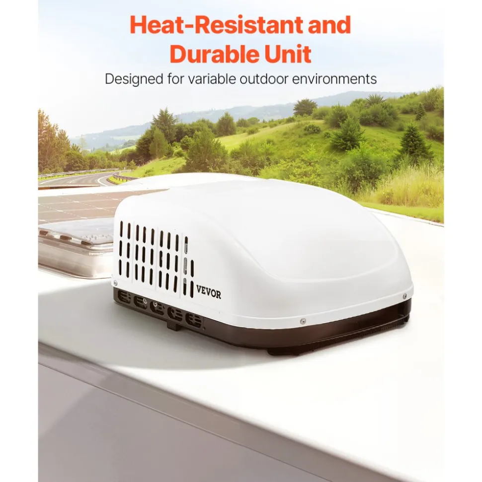 VEVOR RV Air Conditioner, 13500 BTU Non-Ducted Rooftop RV AC Unit, 65 dB Quiet Design, Including Air Distribution Box, Operation Panel and Installation Hardware, for Campers, Vans, Trailers, White