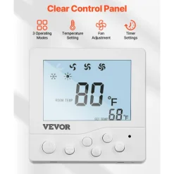VEVOR RV Air Conditioner, 15000 BTU Non-Ducted Rooftop RV AC Unit, 65 dB Quiet Design, Including Air Distribution Box, Operation Panel and Installation Hardware, for Campers, Vans, Trailers, White
