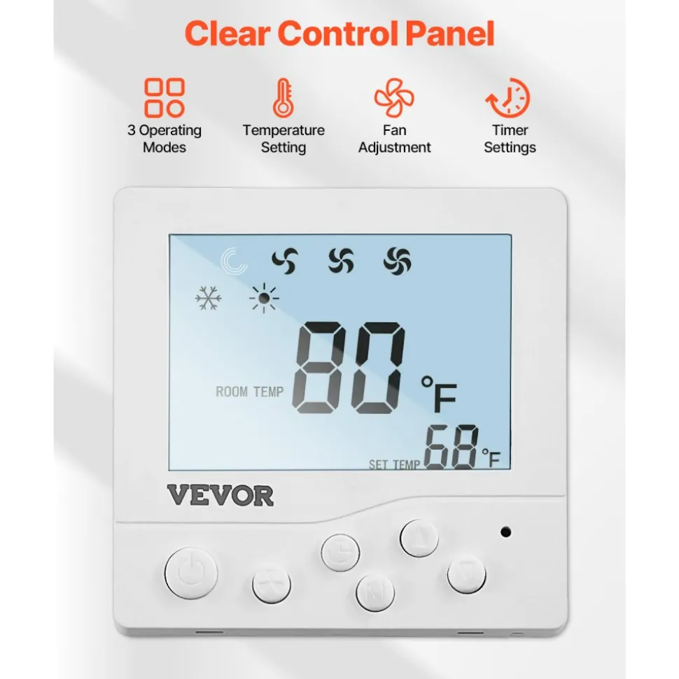 VEVOR RV Air Conditioner, 15000 BTU Non-Ducted Rooftop RV AC Unit, 65 dB Quiet Design, Including Air Distribution Box, Operation Panel and Installation Hardware, for Campers, Vans, Trailers, White