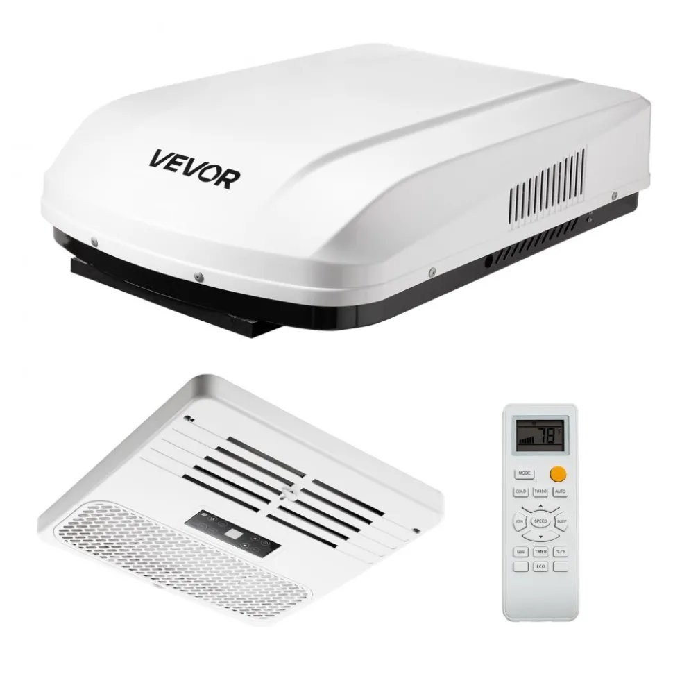 VEVOR RV Air Conditioner, 13500 BTU RV AC Unit, 120V Ducted Rooftop Air Conditioner with Variable Speed Compressor, Easy Install Quiet Cooling AC Unit with ADB Button Control and Remote Control, White