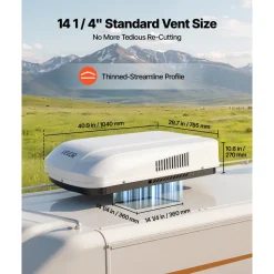 VEVOR RV Air Conditioner, 15000 BTU RV AC Unit, 120V Ducted Rooftop Air Conditioner with Heat Pump & Cooling, Variable Speed Easy Install Quiet AC Unit with ADB Button Control & Remote Control, White