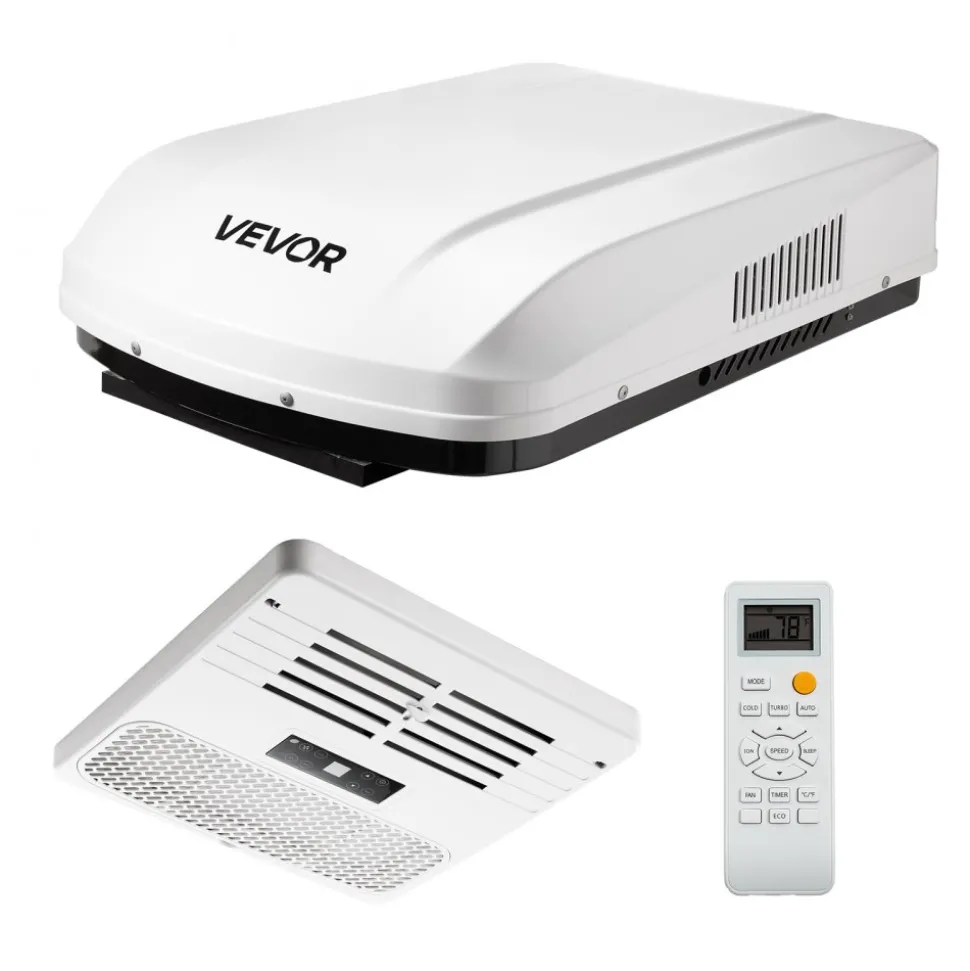 VEVOR RV Air Conditioner, 15000 BTU RV AC Unit, 120V Ducted Rooftop Air Conditioner with Heat Pump & Cooling, Variable Speed Easy Install Quiet AC Unit with ADB Button Control & Remote Control, White