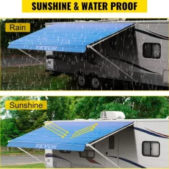 VEVOR RV Awning 20' Camper Awning Fabric, Trailer Awning Canopy Patio Camping Car Awning, Vinyl Roller Tube for RV, Van, SUV, Awning Replacement Ocean Blue Fade