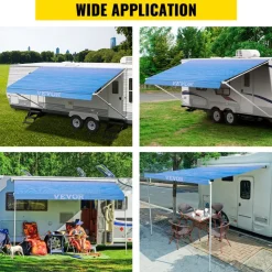 VEVOR RV Awning 16' Camper Awning Fabric, Trailer Awning Canopy Patio Camping Car Awning, Durable 15oz Vinyl Roller Tube for RV, Van, SUV, Patio Awning Replacement Ocean Blue Fade