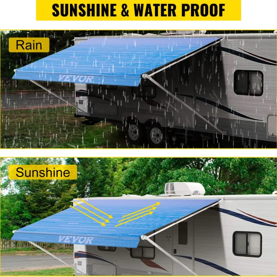 VEVOR RV Awning 16' Camper Awning Fabric, Trailer Awning Canopy Patio Camping Car Awning, Durable 15oz Vinyl Roller Tube for RV, Van, SUV, Patio Awning Replacement Ocean Blue Fade