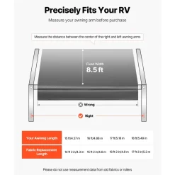 VEVOR RV Awning Fabric Replacement, 18' (Fabric 17'2