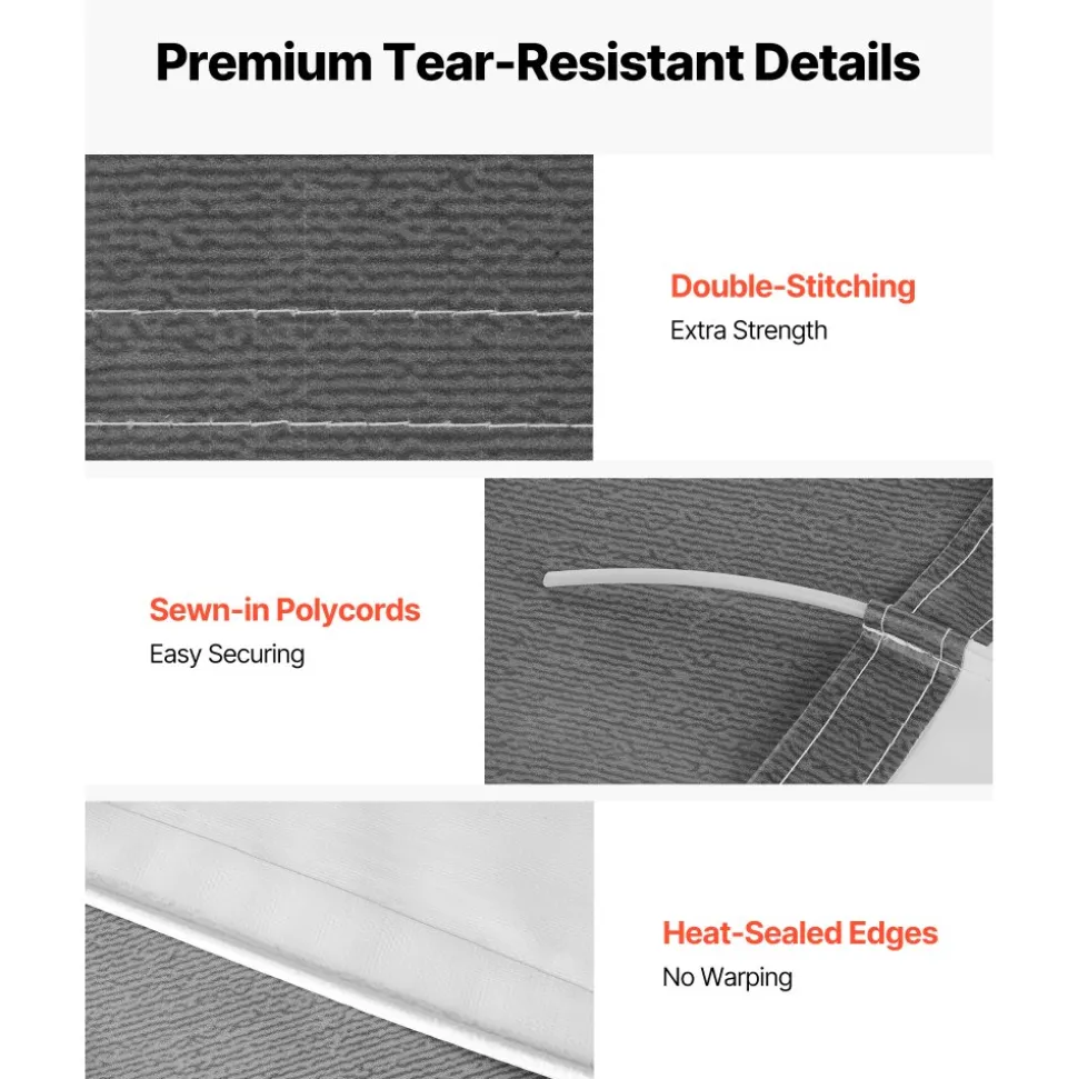 VEVOR RV Awning Fabric Replacement, 16' (Fabric 15'2") 18 oz Heavy-Duty Weatherproof Vinyl Camper Awning Replacement, UPF50+ Protection Waterproof Outdoor Canopy for RV, Motorhome, Trailer, Gray Fade