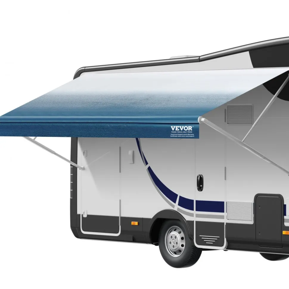 VEVOR RV Awning Fabric Replacement, 17'2" Fabric Length for 18' Awning, Heavy Duty 3-Ply 16oz PVC Camper Awning Fabric, Waterproof & UV Protection Outdoor Canopy for RV, Trailer, Motorhome, Blue Fade