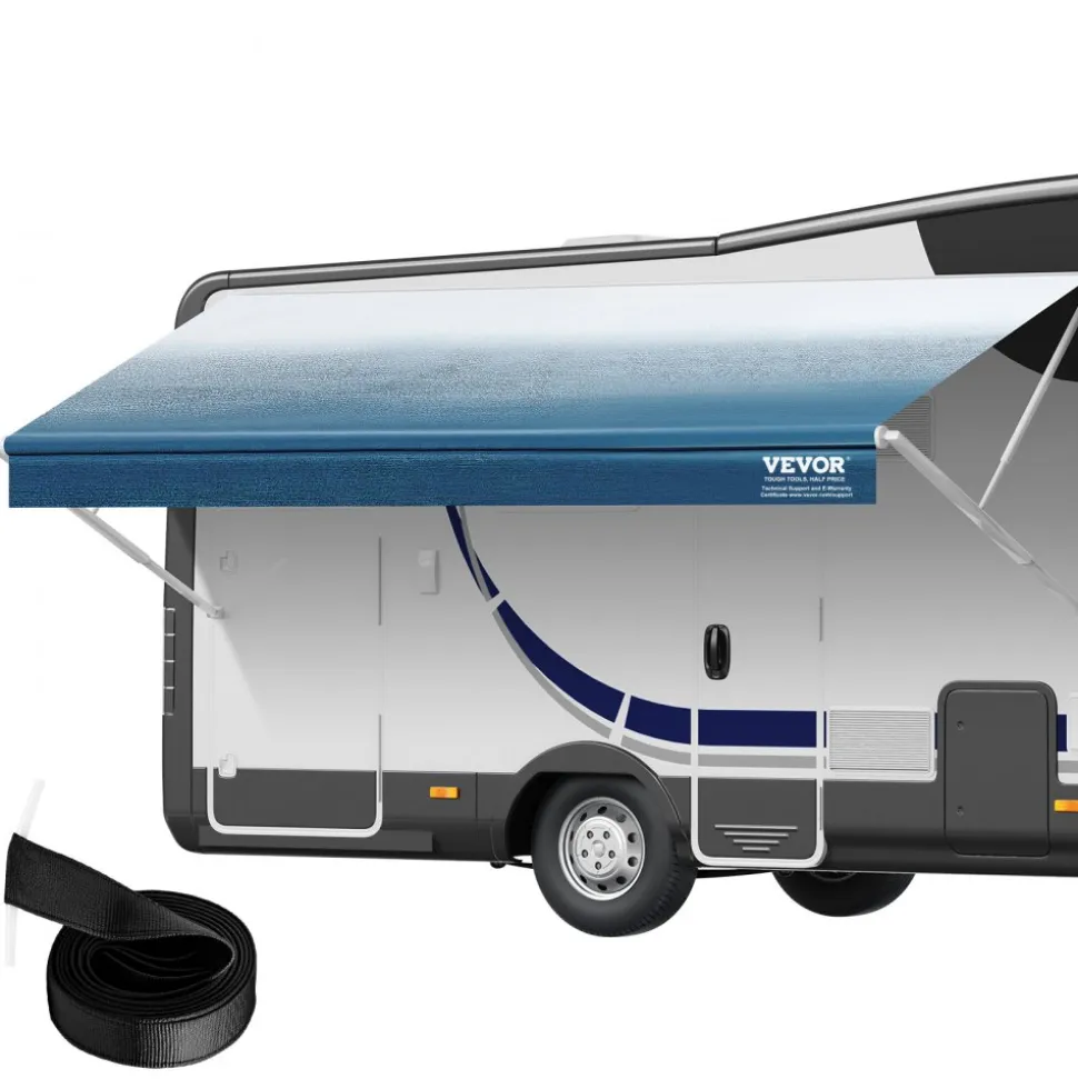 VEVOR RV Awning Fabric Replacement, 17'2" Fabric Length for 18' Awning, Heavy Duty 3-Ply 16oz PVC Camper Awning Fabric, Waterproof & UV Protection Outdoor Canopy for RV, Trailer, Motorhome, Blue Fade