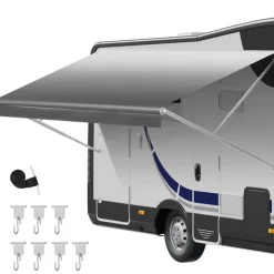 VEVOR RV Awning Fabric Replacement, 15' (Fabric 14'2") 18 oz Heavy-Duty Weatherproof Vinyl Camper Awning Replacement, UPF50+ Protection Waterproof Outdoor Canopy for RV, Motorhome, Trailer, Gray Fade