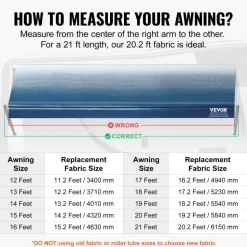 VEVOR RV Awning Fabric Replacement, 20'2