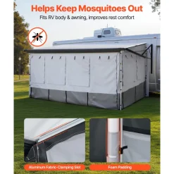 VEVOR RV Awning Sun Shade Room - Compatible with 16 -17 ft Awnings, RV Awning Sun Shading Room with Door & Ventilated Mesh Windows, Sunproof & Windproof Three-Sided Enclosure Tent for RV Camping