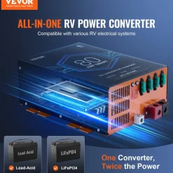 VEVOR RV Converter, 80 Amp, 110V AC to 12V DC RV Power Converter Battery Charger with 4 Stage Smart Charging 13V to 16.5V Adjustable Operating Range, Compatible with Lithium Lead Acid Battery, ETL