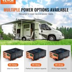 VEVOR RV Converter, 45 Amp, 110V AC to 12V DC RV Power Converter Battery Charger with 4 Stage Smart Charging 13V to 16.5V Adjustable Operating Range, Compatible with Lithium Lead Acid Battery, ETL