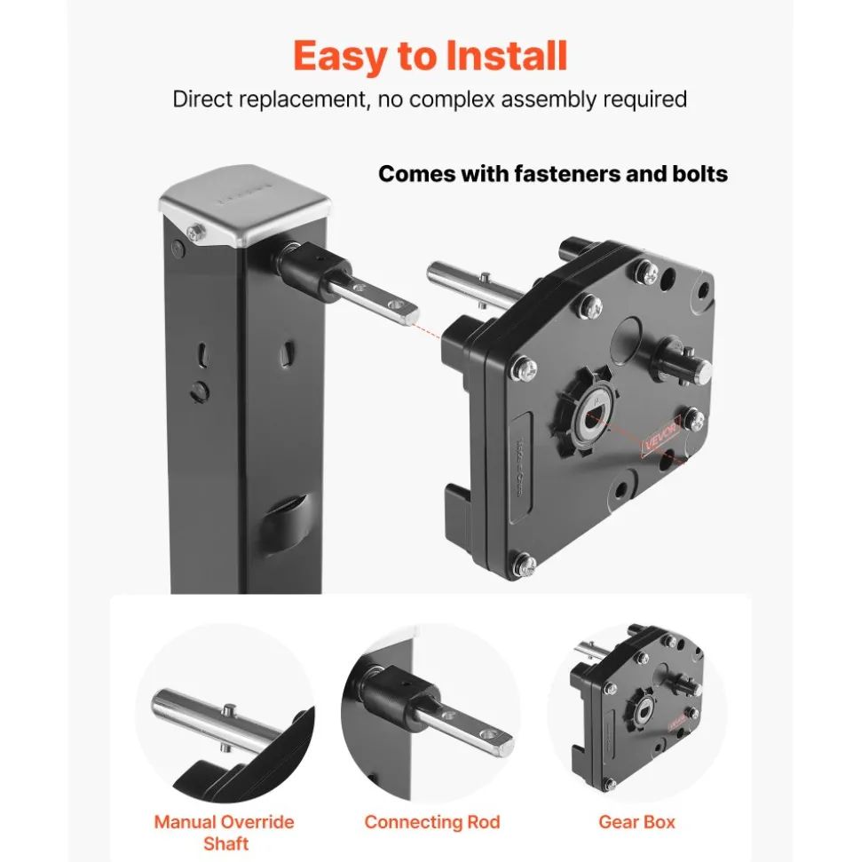 VEVOR RV Fifth Wheel Landing Gear Box 276602, Universal Mount Steel Gearbox Compatible with Lippert Venture, Atwood, Stromberg Carlson Landing Gear Systems, Replace LG-179015, Adjustable Height, Black
