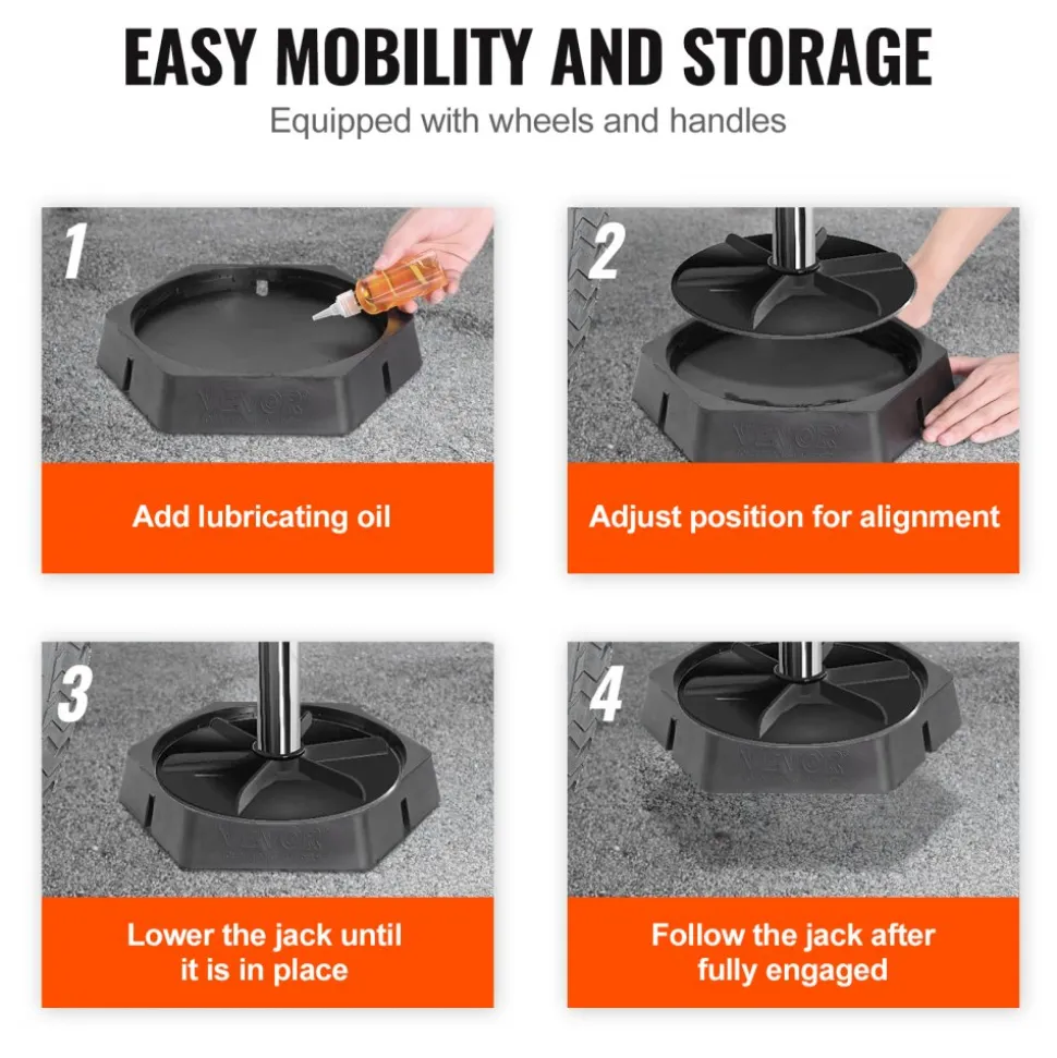 VEVOR RV Leveling Pads, 9 Inch Round Landing Feet, Permanent Attached Jack Stabilizers, Rubber Jack Pads, 5000 lbs Capacity per RV Jack Pad, 5th Wheels, Travel Trailers, Class A/C Motorhomes (4-Pack)