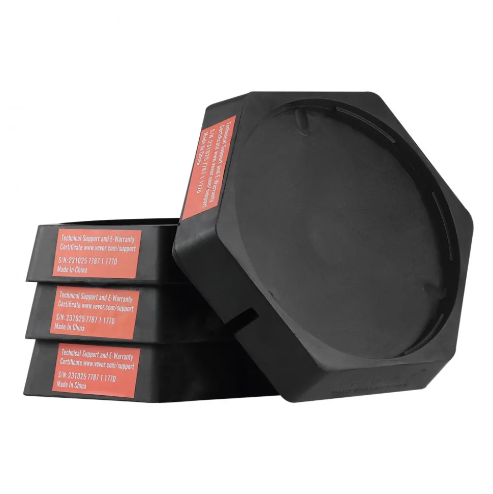 VEVOR RV Leveling Pads, 9 Inch Round Landing Feet, Permanent Attached Jack Stabilizers, Rubber Jack Pads, 5000 lbs Capacity per RV Jack Pad, 5th Wheels, Travel Trailers, Class A/C Motorhomes (4-Pack)