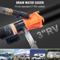 VEVOR RV Portable Macerator Pump, 12V, 12GMP Quick Release RV Waste Pump, RV Sewage Sewer Pump with Detachable Quick Connection Valve Metal Hose Clamp Power Cord, for RV Boat Marine Motorhome Camper