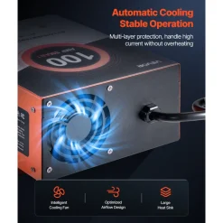 VEVOR RV Power Converter, 100 Amp, 110V AC to 12V DC RV Converter Battery Charger, Multi Stage Smart Charging, 13V to 16.5V Operating Range, Compatible with Lithium & Lead Acid Battery, for Camper