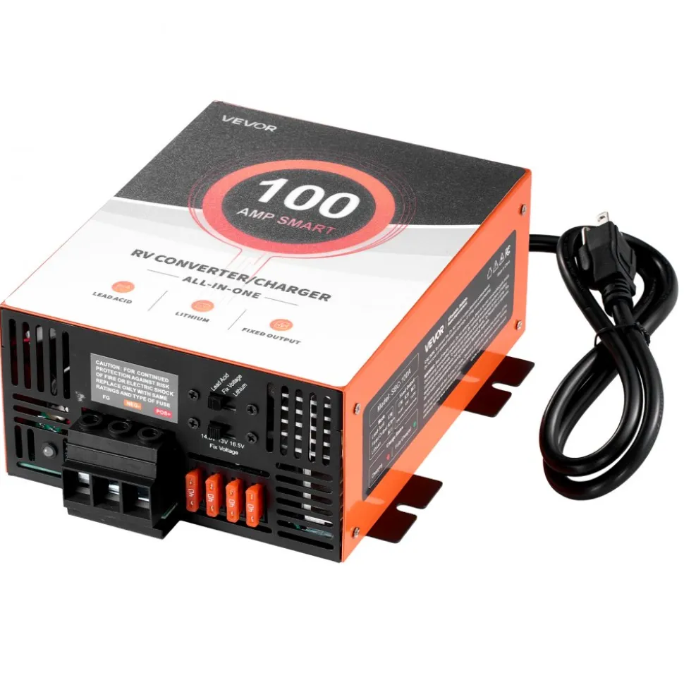 VEVOR RV Power Converter, 100 Amp, 110V AC to 12V DC RV Converter Battery Charger, Multi Stage Smart Charging, 13V to 16.5V Operating Range, Compatible with Lithium & Lead Acid Battery, for Camper