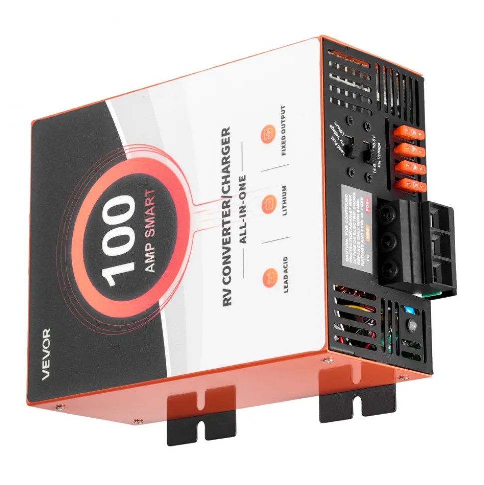 VEVOR RV Power Converter, 100 Amp, 110V AC to 12V DC RV Converter Battery Charger, Multi Stage Smart Charging, 13V to 16.5V Operating Range, Compatible with Lithium & Lead Acid Battery, for Camper