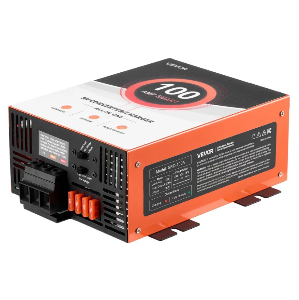 VEVOR RV Power Converter, 100 Amp, 110V AC to 12V DC RV Converter Battery Charger, Multi Stage Smart Charging, 13V to 16.5V Operating Range, Compatible with Lithium & Lead Acid Battery, for Camper