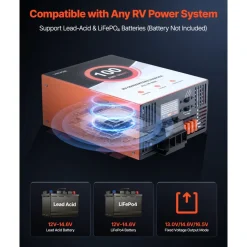 VEVOR RV Power Converter, 100 Amp, 110V AC to 12V DC RV Converter Battery Charger, Multi Stage Smart Charging, 13V to 16.5V Operating Range, Compatible with Lithium & Lead Acid Battery, for Camper