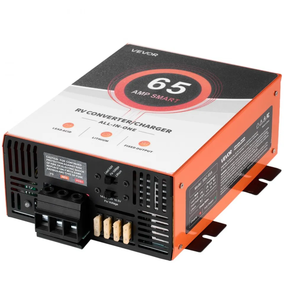 VEVOR RV Power Converter, 65 Amp, 110V AC to 12V DC RV Converter Battery Charger, Multi Stage Smart Charging, 13V to 16.5V Operating Range, Compatible with Lithium & Lead Acid Battery, for Camper